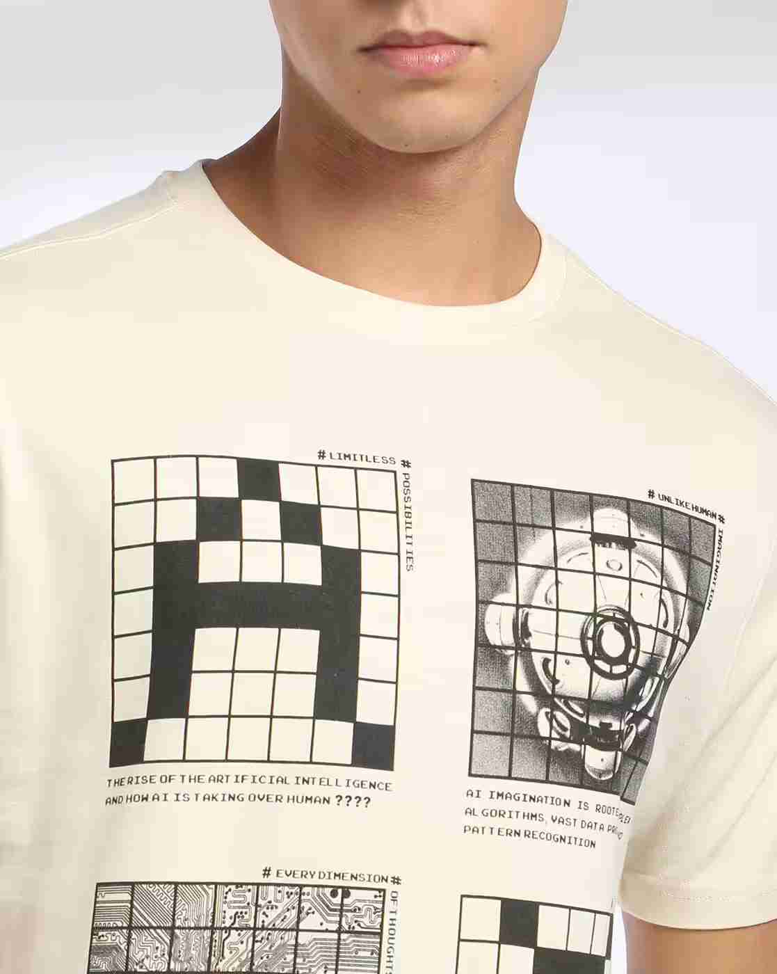 DNMX | Men Graphic Print Regular Fit Crew-Neck T-Shirt|4