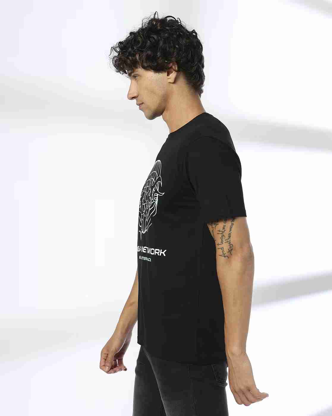 DNMX | Men Graphic Print Regular Fit Crew-Neck T-Shirt|1