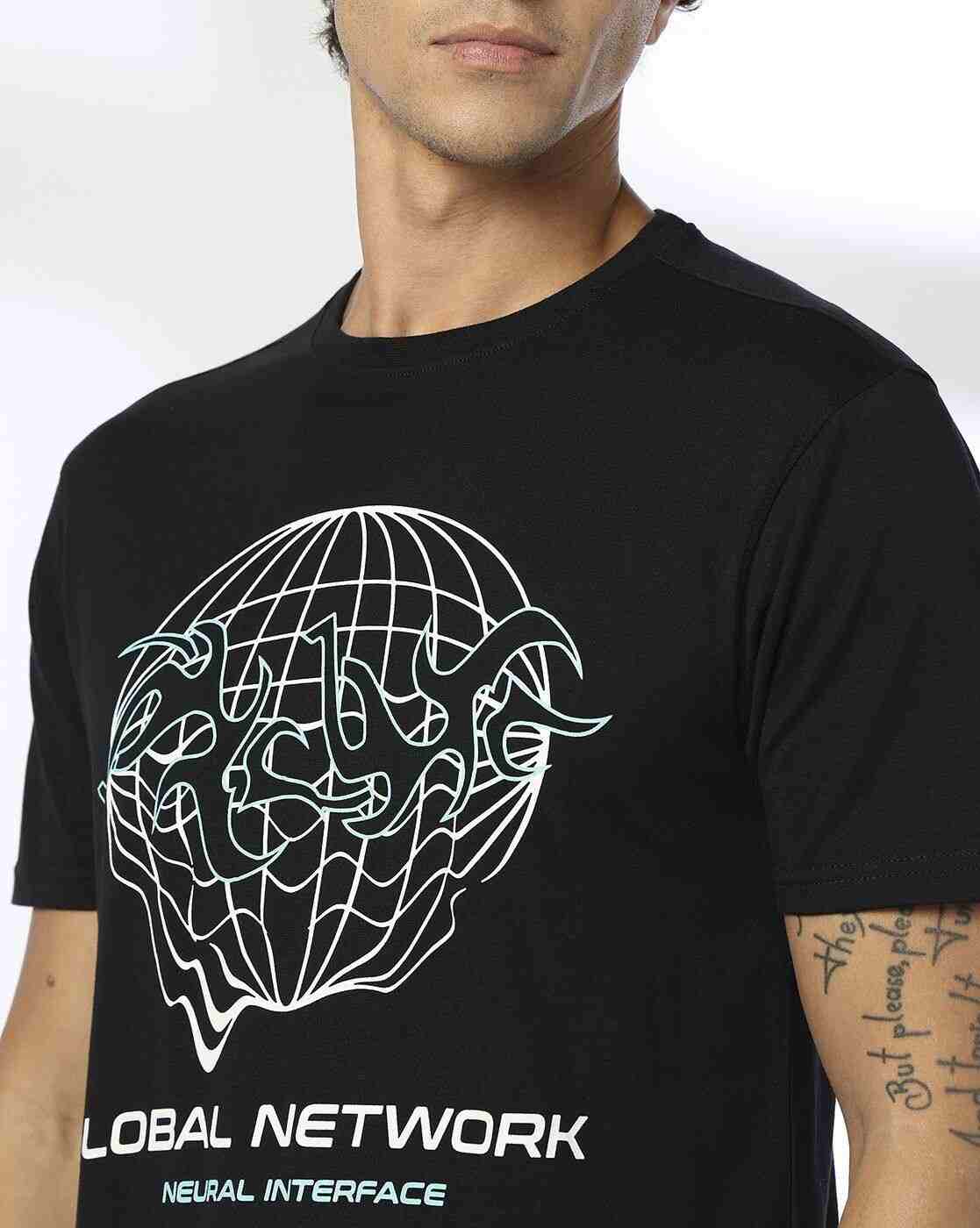 DNMX | Men Graphic Print Regular Fit Crew-Neck T-Shirt|4