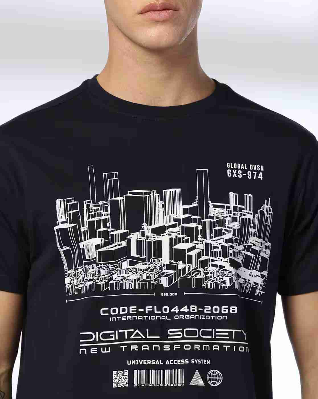 DNMX | Men Graphic Print Regular Fit Crew-Neck T-Shirt|3