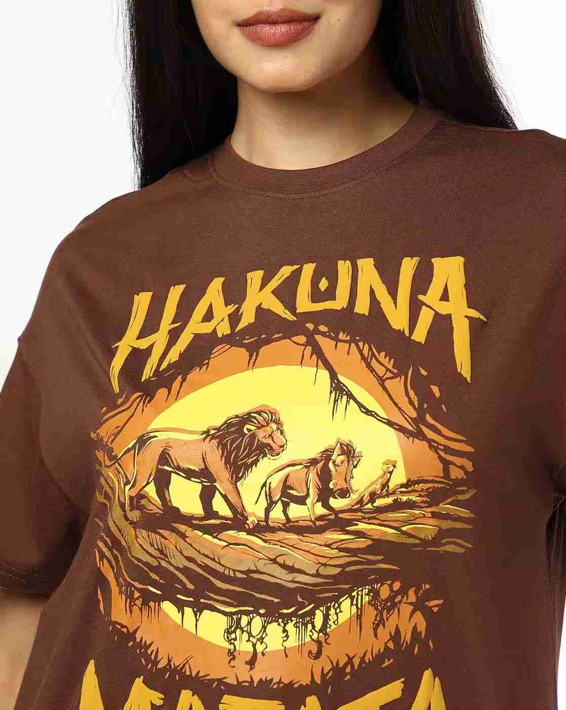 DNMX | Women The Lion King Print Oversized Fit Crew-Neck T-Shirt|3