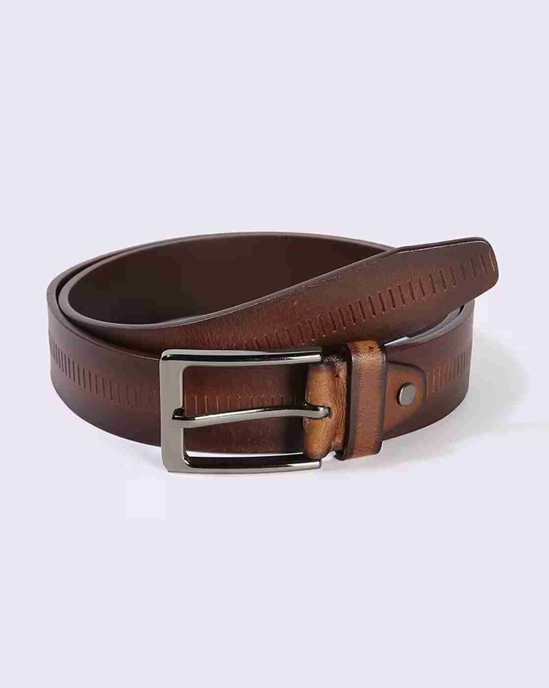 Men Leather Belt with Tang-Buckle Closure