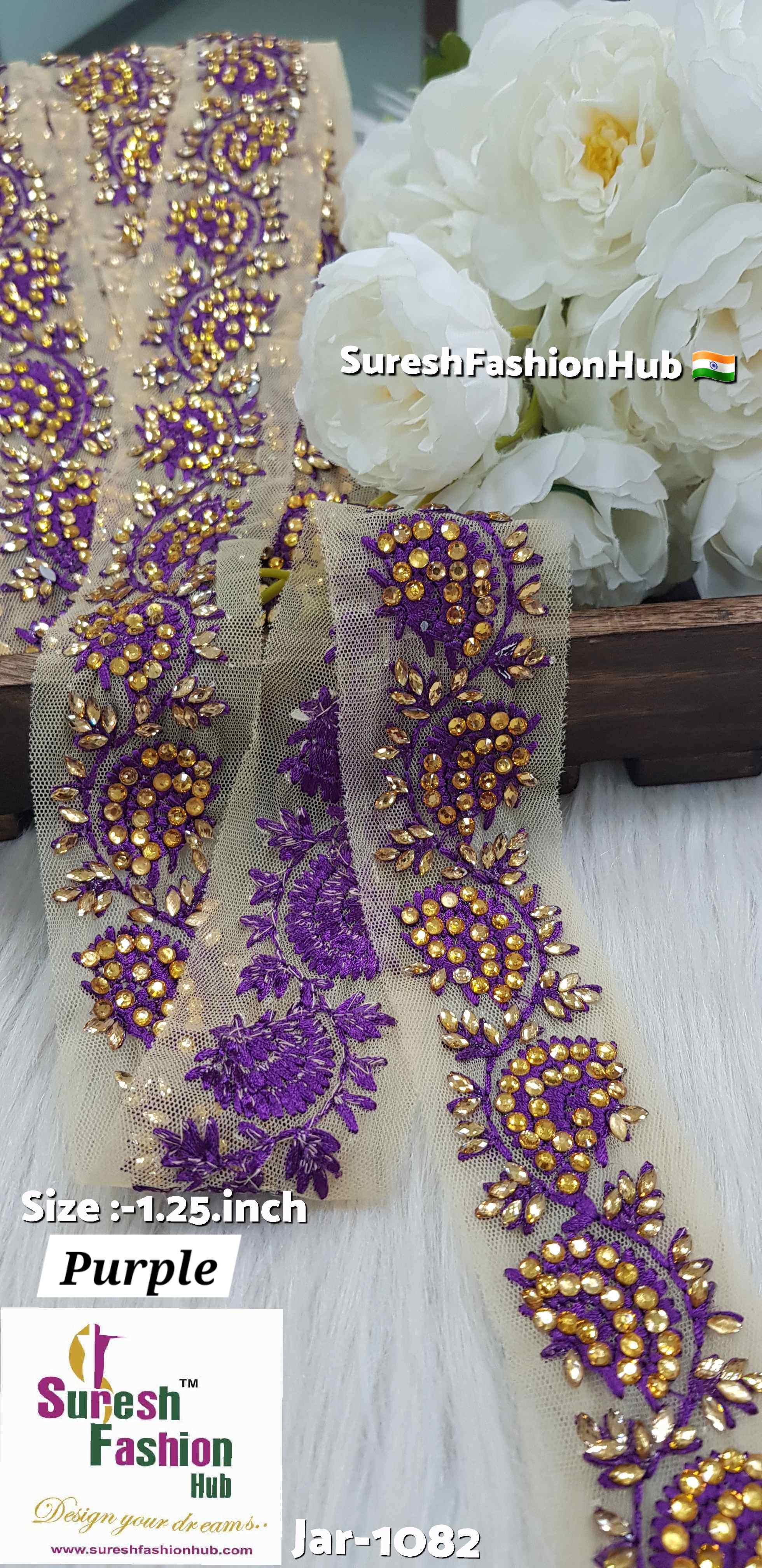 Pearl and Stone Banarasi Laces - Embellished Trims with Pearls and Stones