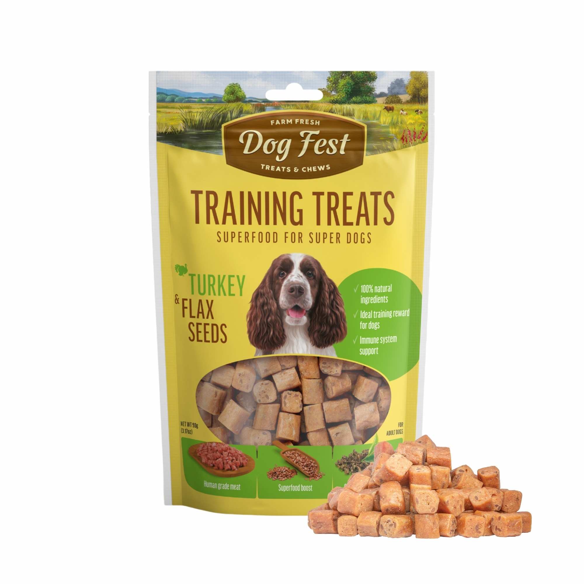 Dogfest Turkey & Flax Seeds Training Dog Treats 90g