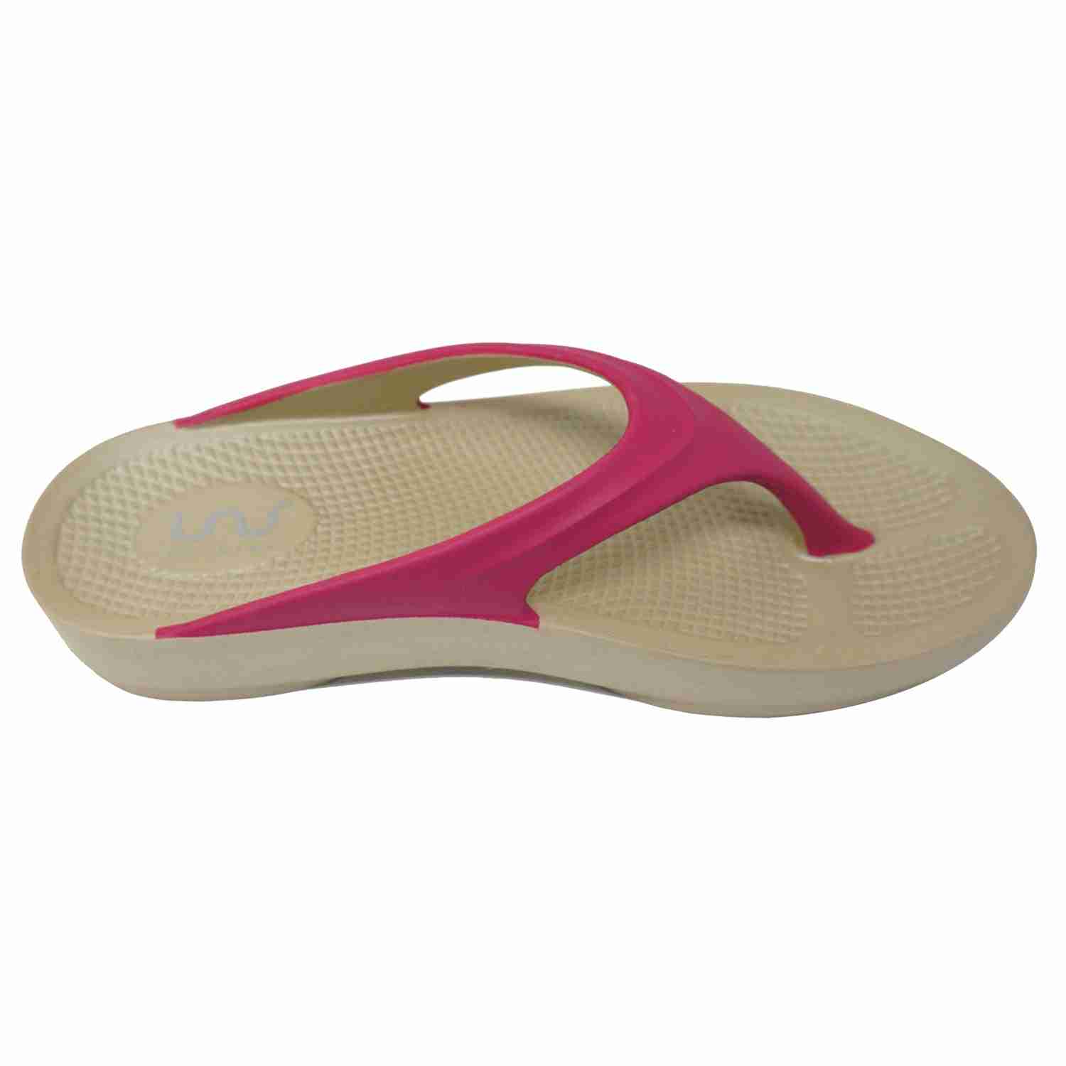 Women Casual Beige Fuchsia Flip Flops