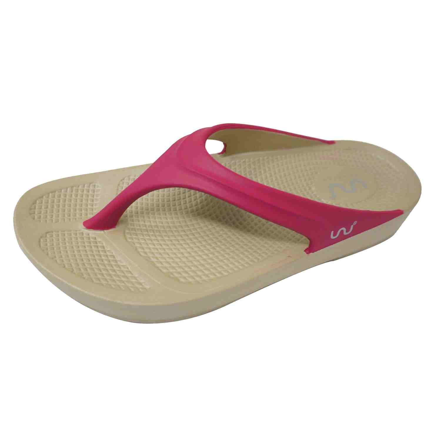 Women Casual Beige Fuchsia Flip Flops