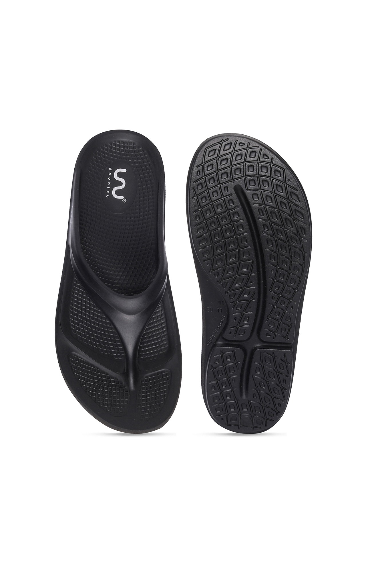 Women Black V Shape Lite Flip Flops