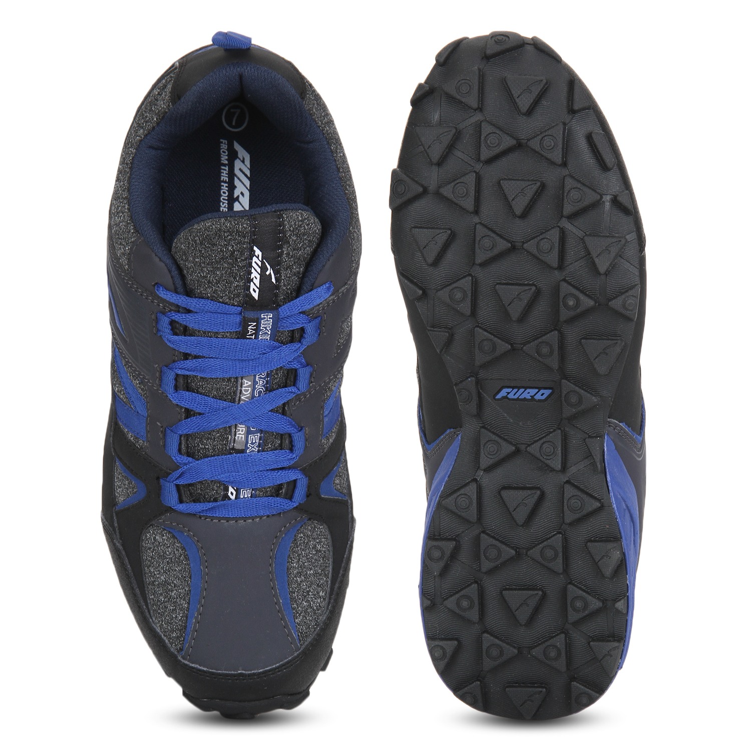 Men's Grey and Blue Synthetic Running Shoes