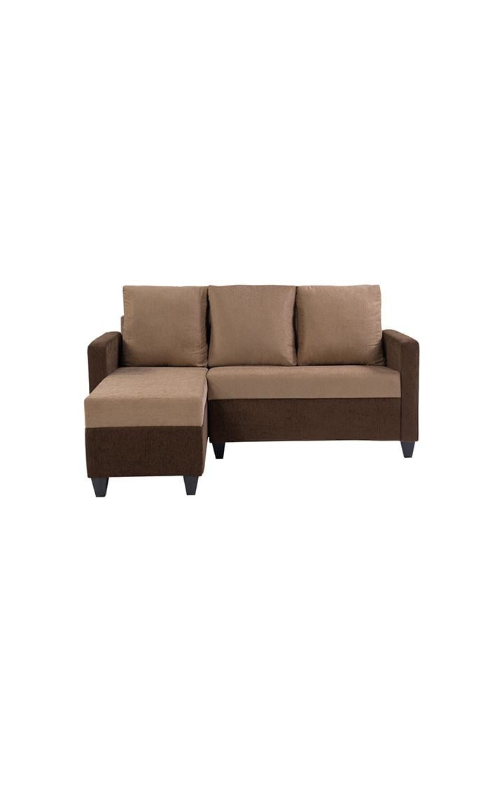 neudot Saya RHS Sectional Sofa for Living Room |4 Person Sofa| Premium Fabric with Cushioned Armrest | 12 Months Warranty| Solid Wood Frame| 4 Seater in Saya Duo Brown Color DIY(Do-It-Yourself)