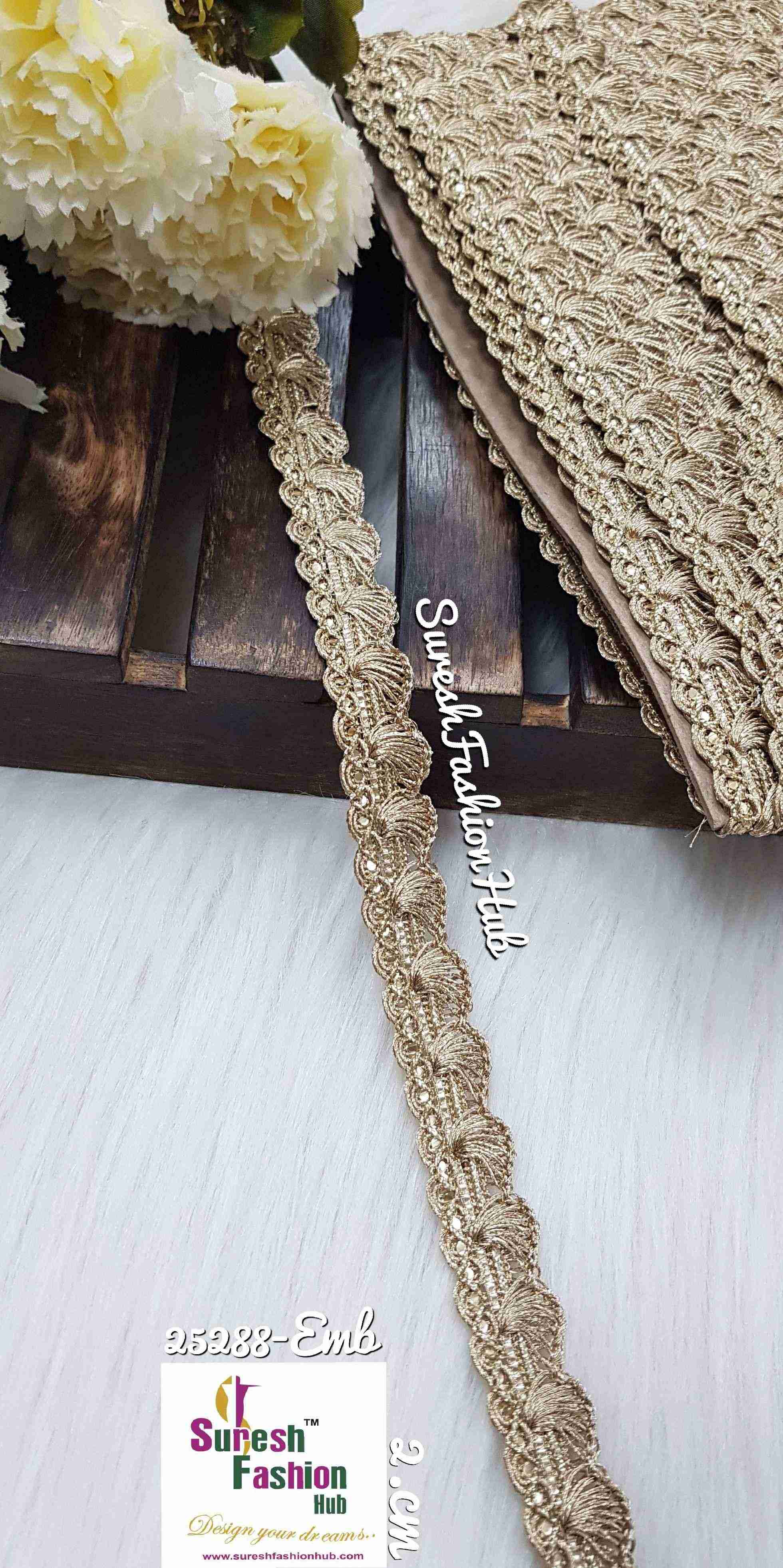 Golden Winged Pankha Lace Trim