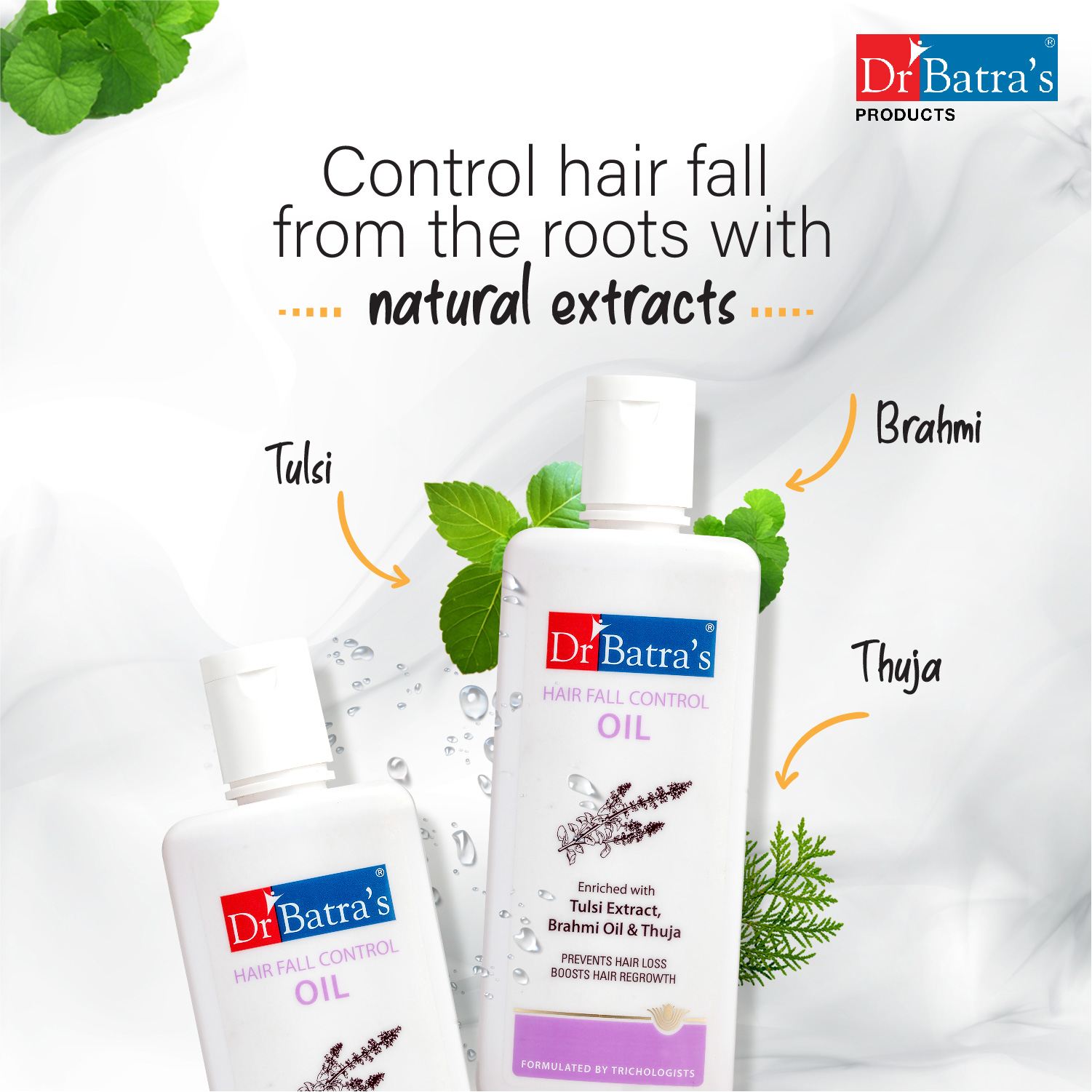 Dr Batra's Hair Fall Control Oil Enriched With Tulsi Extract, Brahmi Oil & Thuja - 200 ml