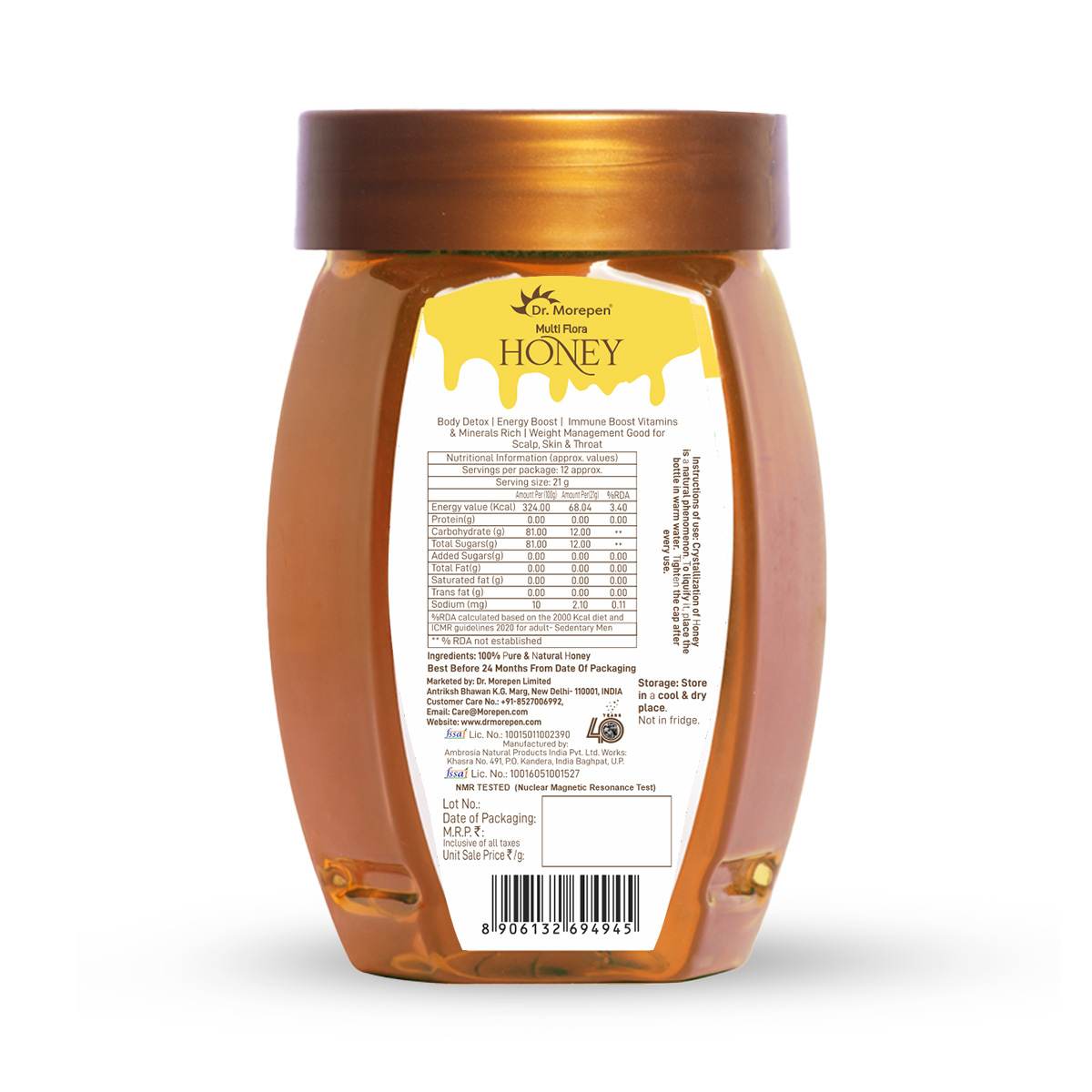 Dr. Morepen | 100% Natural Organic Honey & Pure Multi Flora Honey | 250g