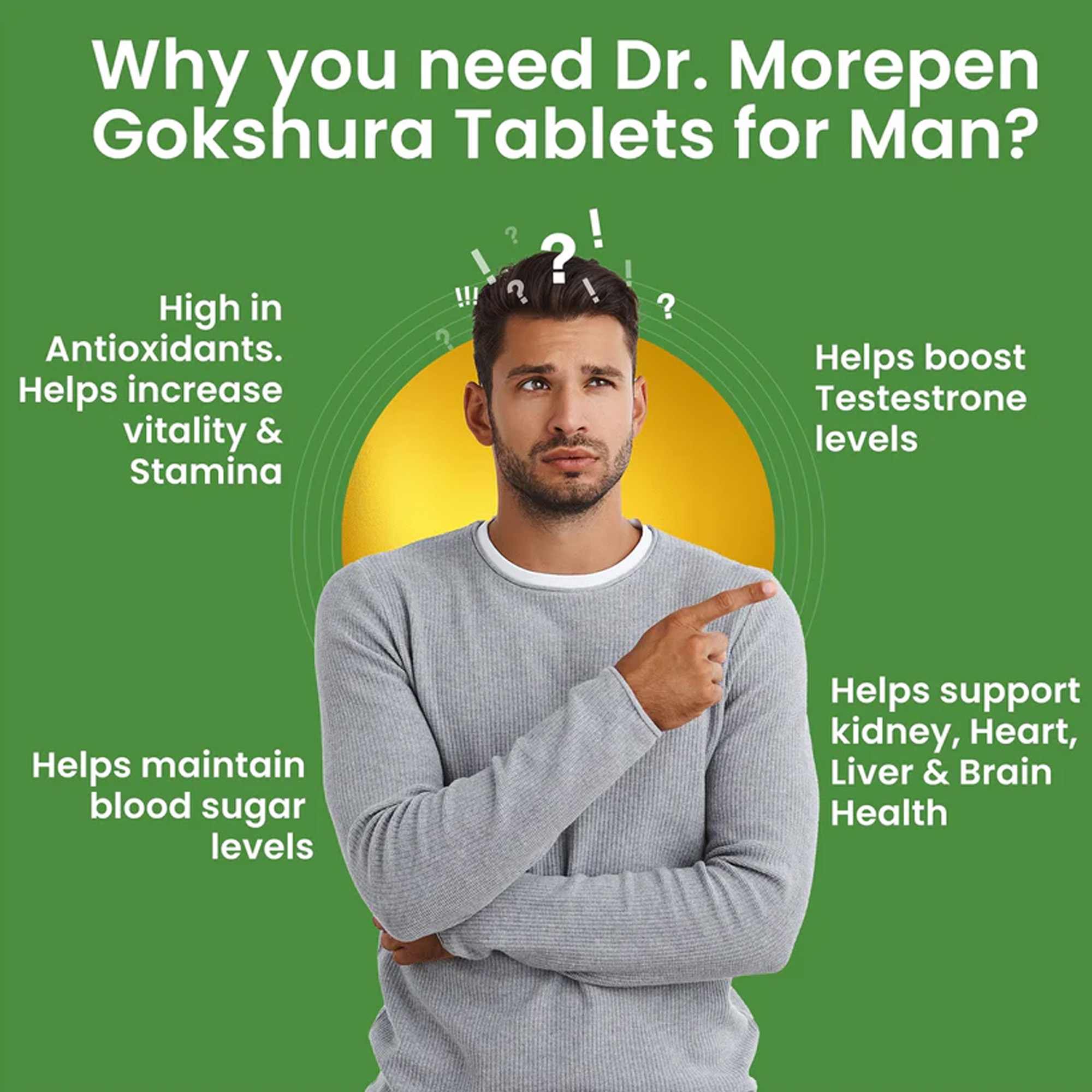 Dr. Morepen | Gokshura Tablets | 1000 Mg Tribulus Terrestris | Overall Wellbeing For Men & Women | 60 Veg Cap