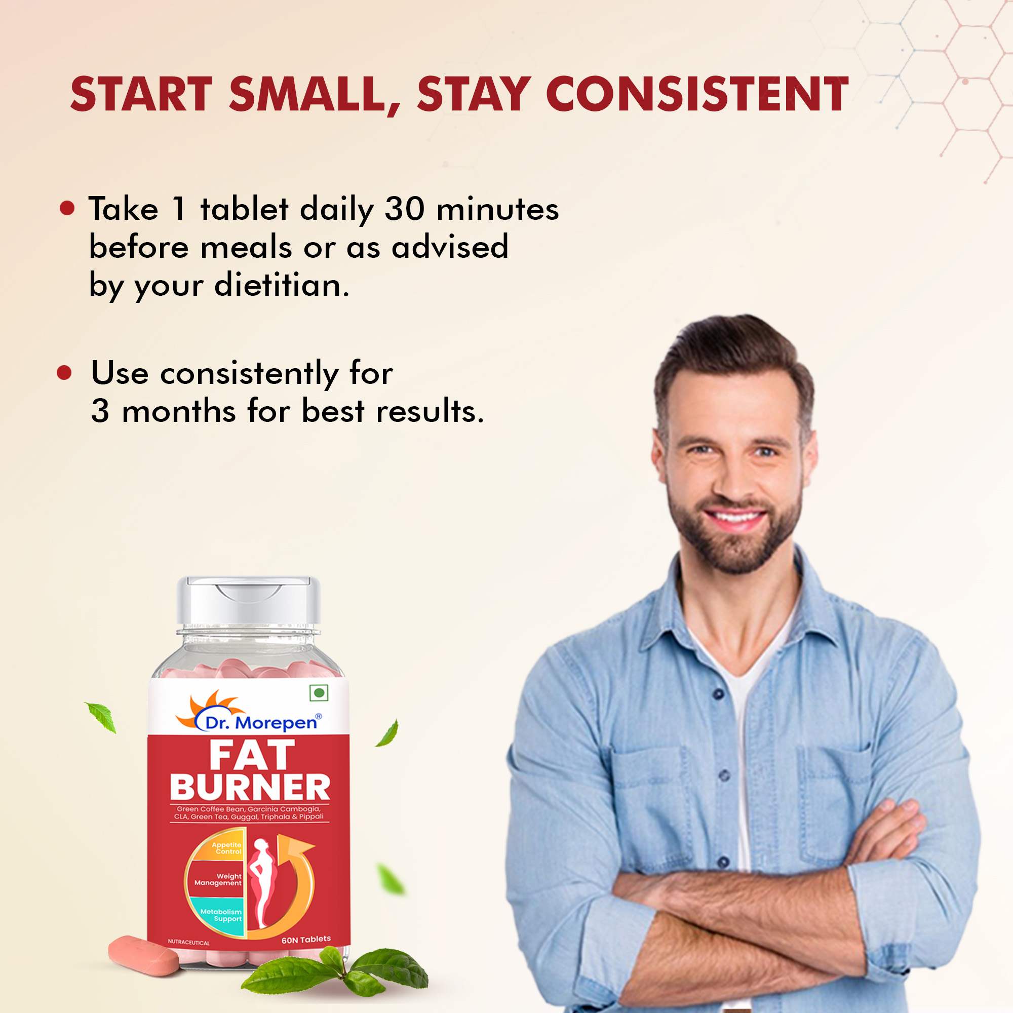 Dr. Morepen | Fat Burner Tablet 100% Natural And Safe | 60 Tab
