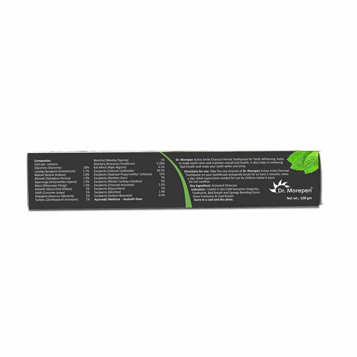 Dr. Morepen | Active Smile Charcoal Toothpaste | For Teeth Whitening & Bad Breath Removal | 100g