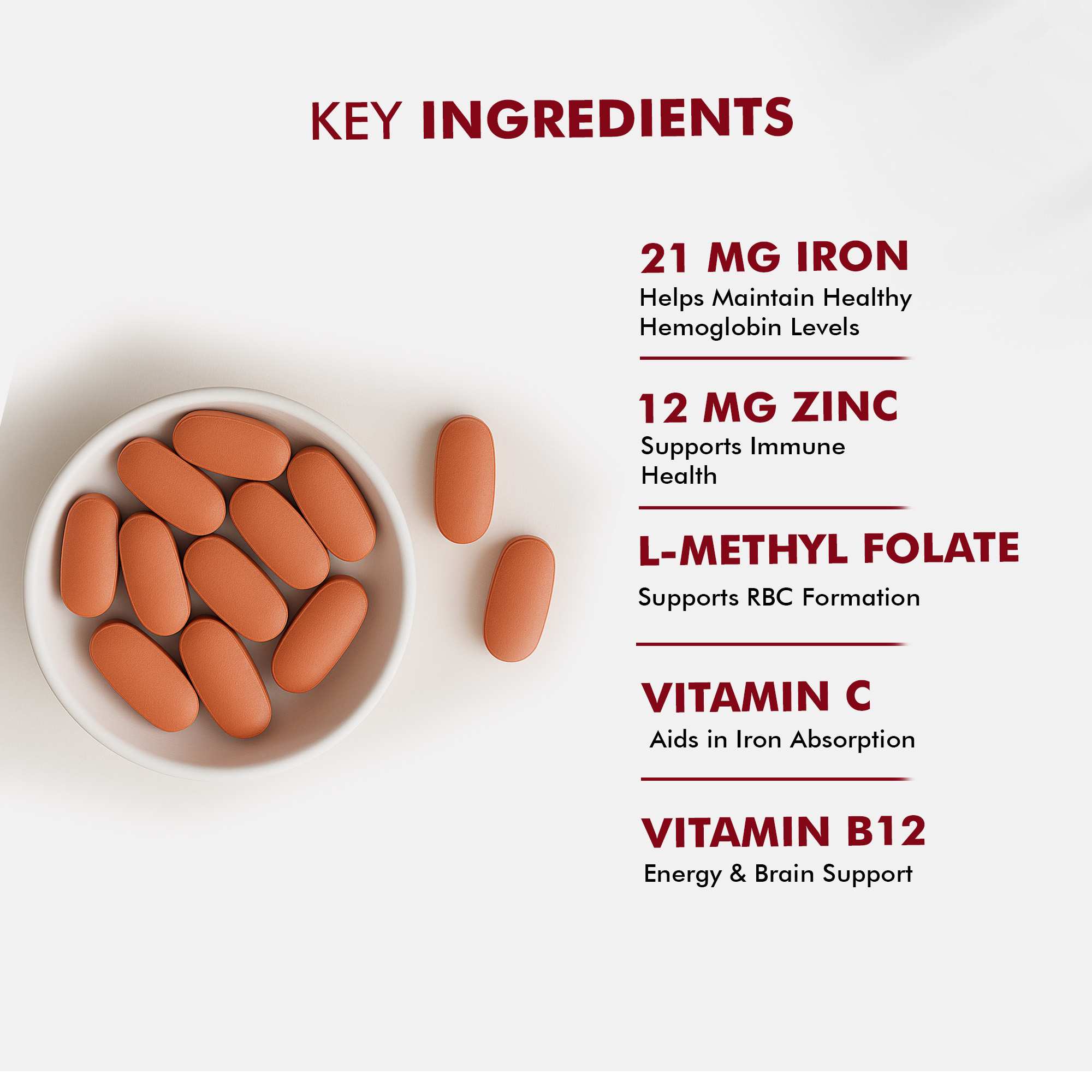 Dr. Morepen | Iron & Zinc Tablets|Enriched With Iron,Zinc,Vitamin C & B12|Natural & Safe For Unisex| 60 Veg Tablets | Pack Of 2