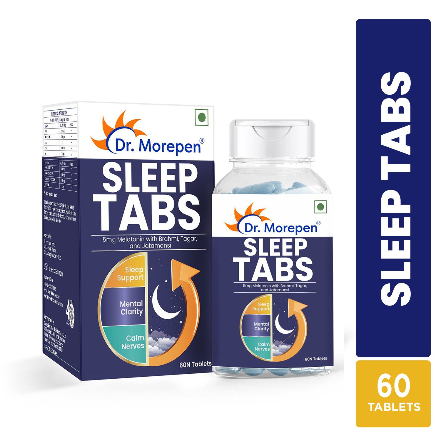 Dr. Morepen | Sleep Tabs | Melatonin 5Mg Sleeping Tablets | 60 Veg Tab | Pack Of 2