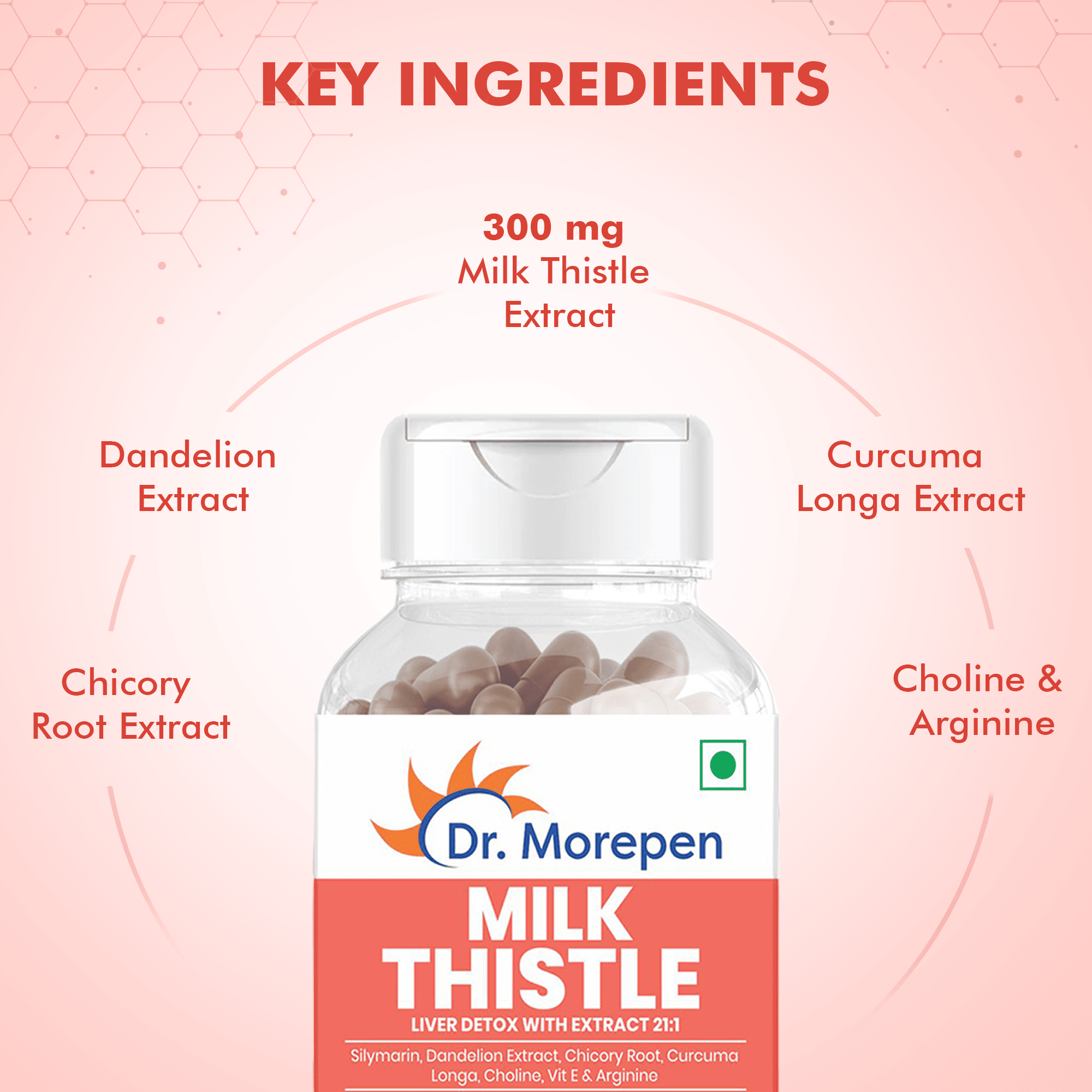 Dr. Morepen | Milk Thistle With Silymarin, Dandelion Extract, Vitamin E & Arginine | Nature'S Goodness For Men And Women | 60 Cap | Pack Of 2