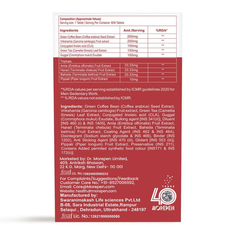 Dr. Morepen | Fat Burner Tablets | 100% Natural & Safe | For Men & Women | 60 Tab | Pack Of 2