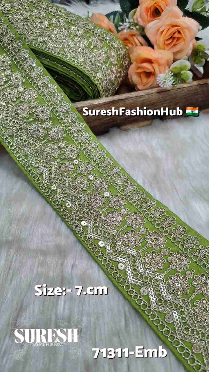 Light Mehendi Floral Dori Zari Embroidery Lace – 71311-Emb