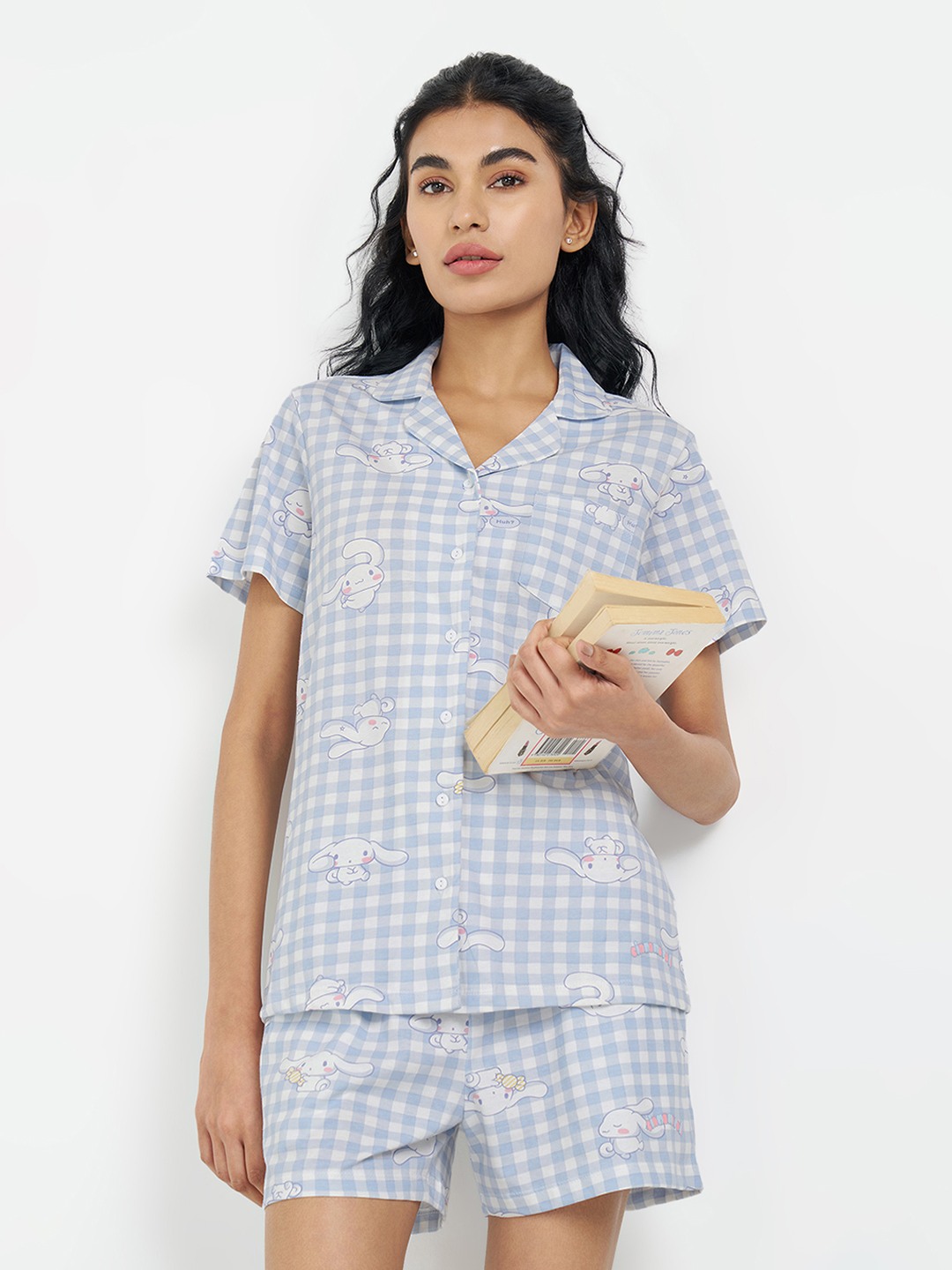 Light Blue Check Cinnamoroll Sleep Shirt
