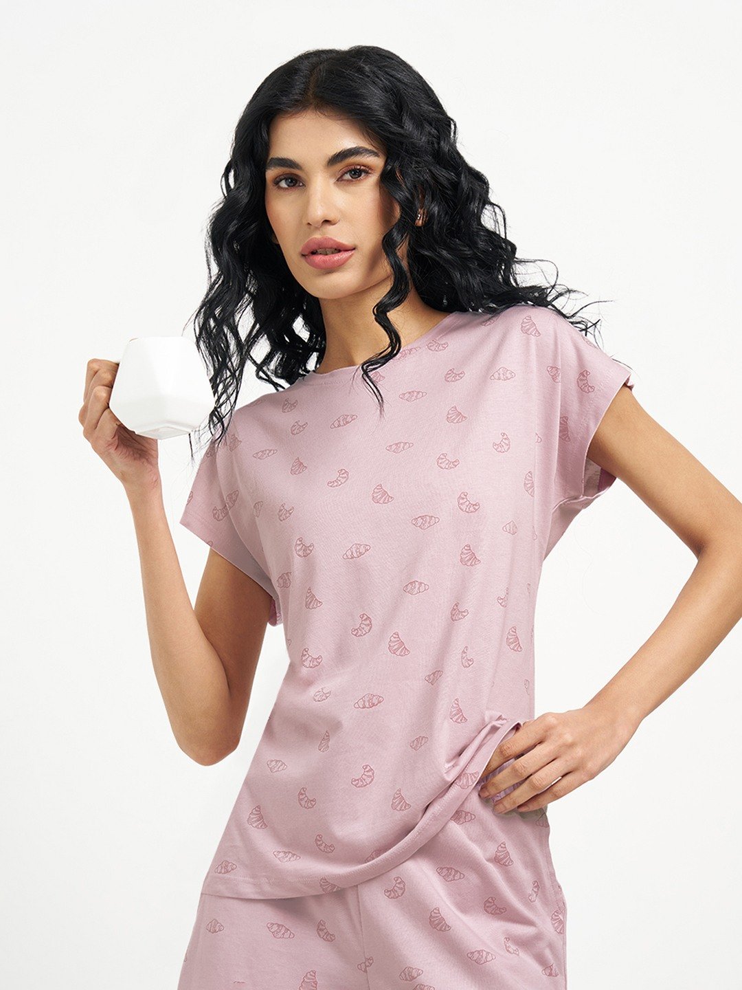 Blush Croissant Print Sleep T-Shirt