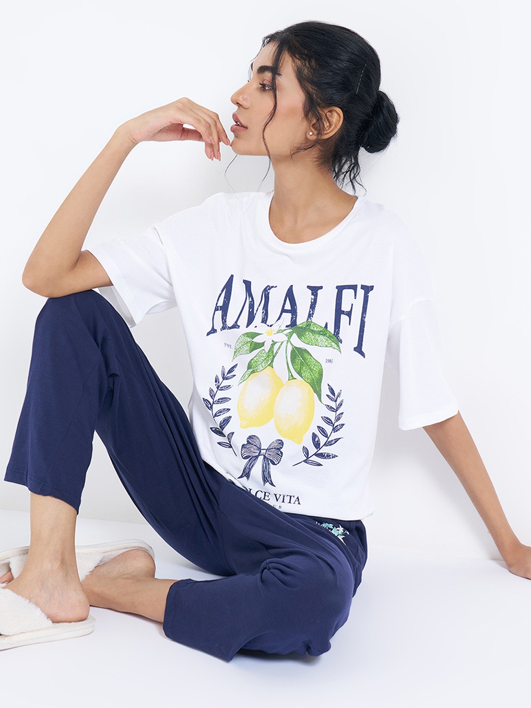 White Amalfi Graphic Sleep T-Shirt