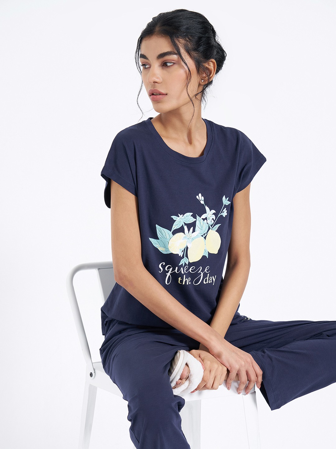 Navy Lemon Graphic Comfort Sleep T-Shirt