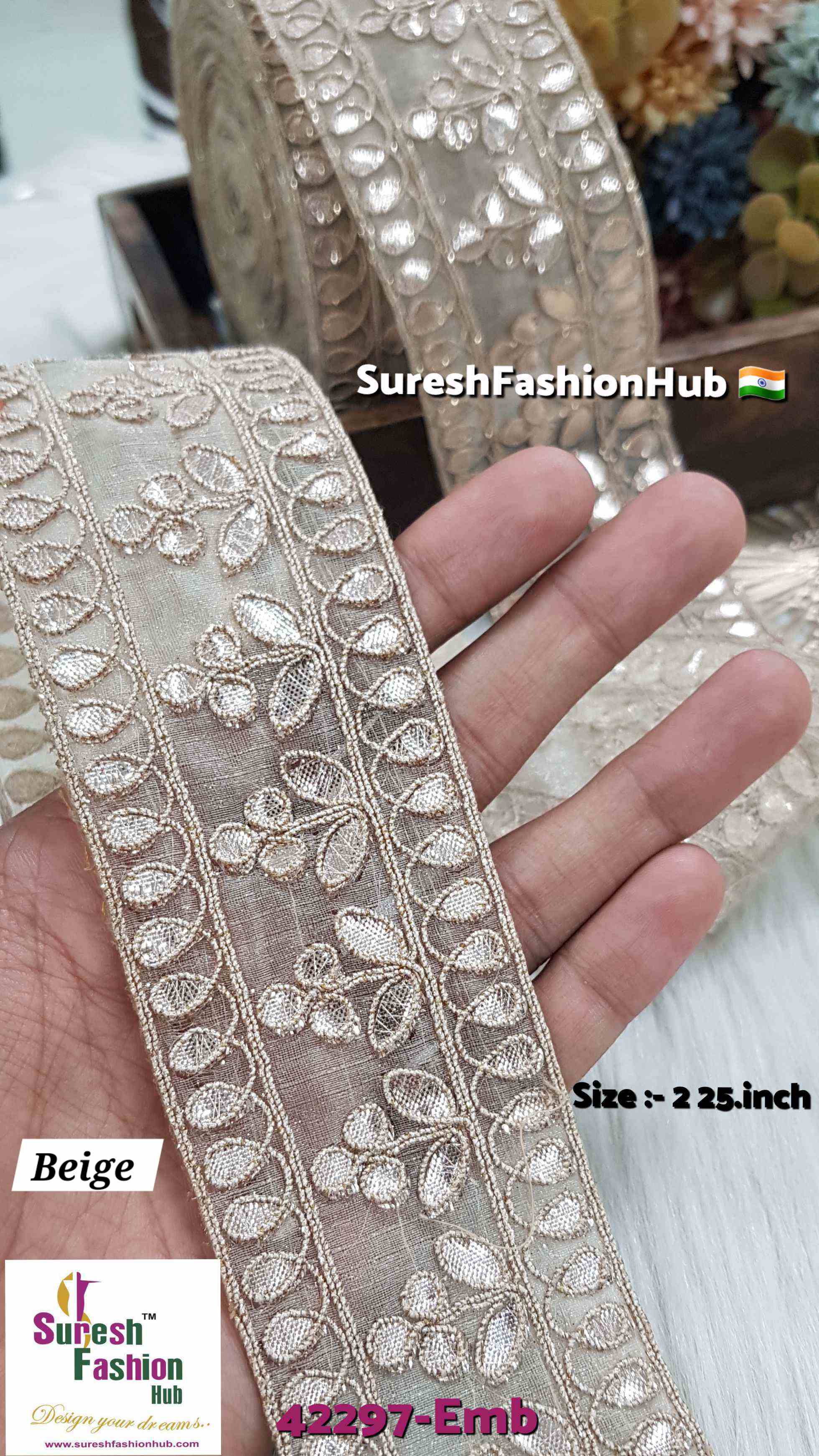 Cute Petal Laser Gota Lace Beige