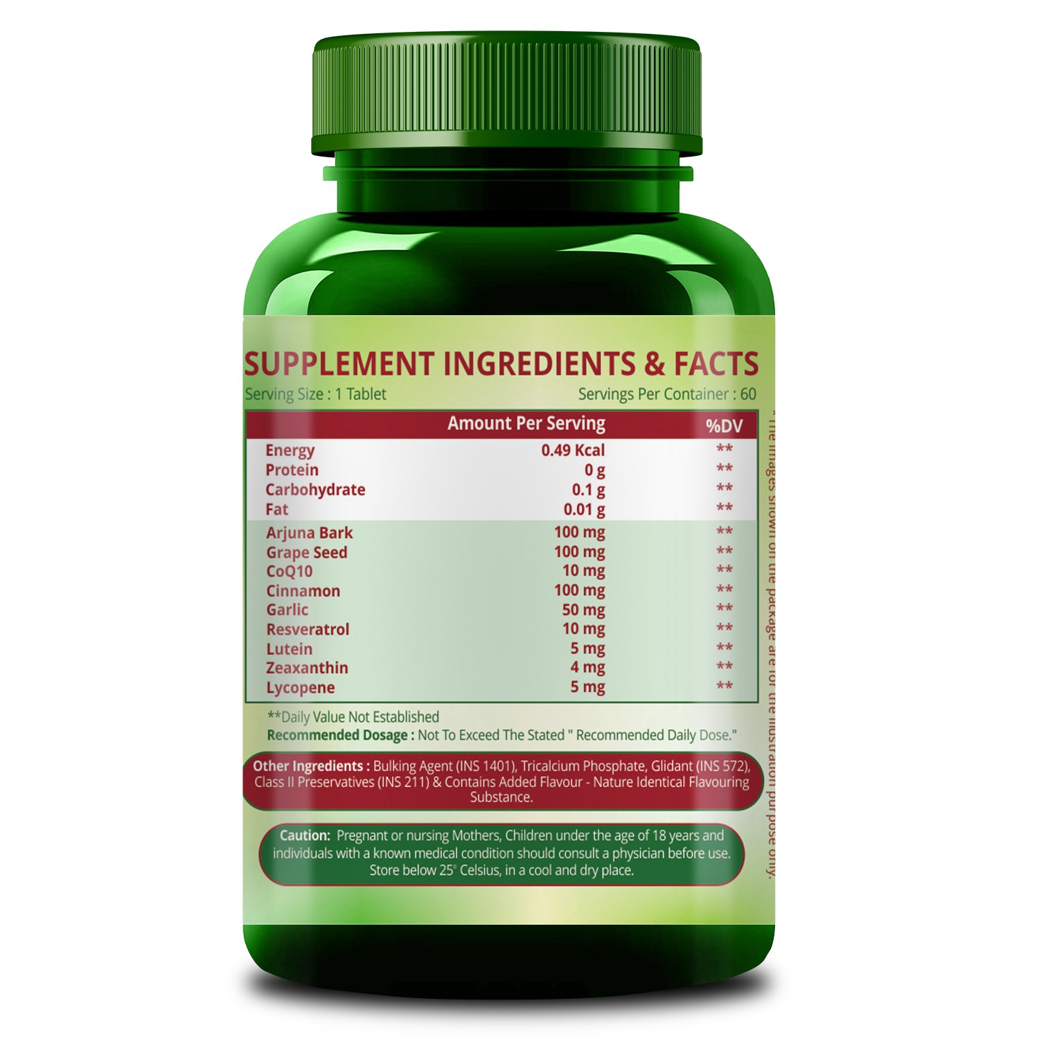 Himalayan Organics Heart Care Supplement with Arjuna Bark, Grape seed