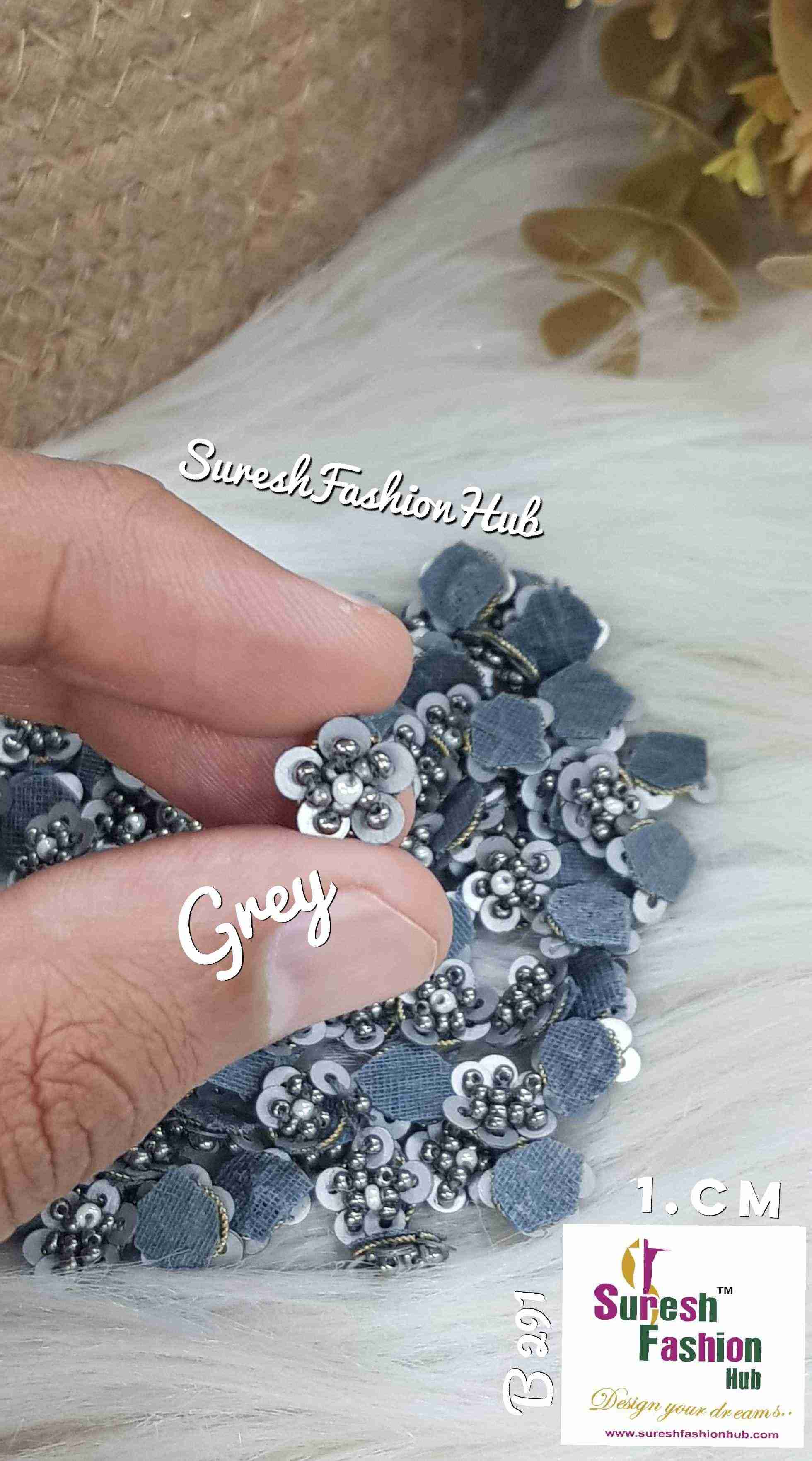 Dark Grey Beads Floral Elegance Hand-Stitched Butties Pack