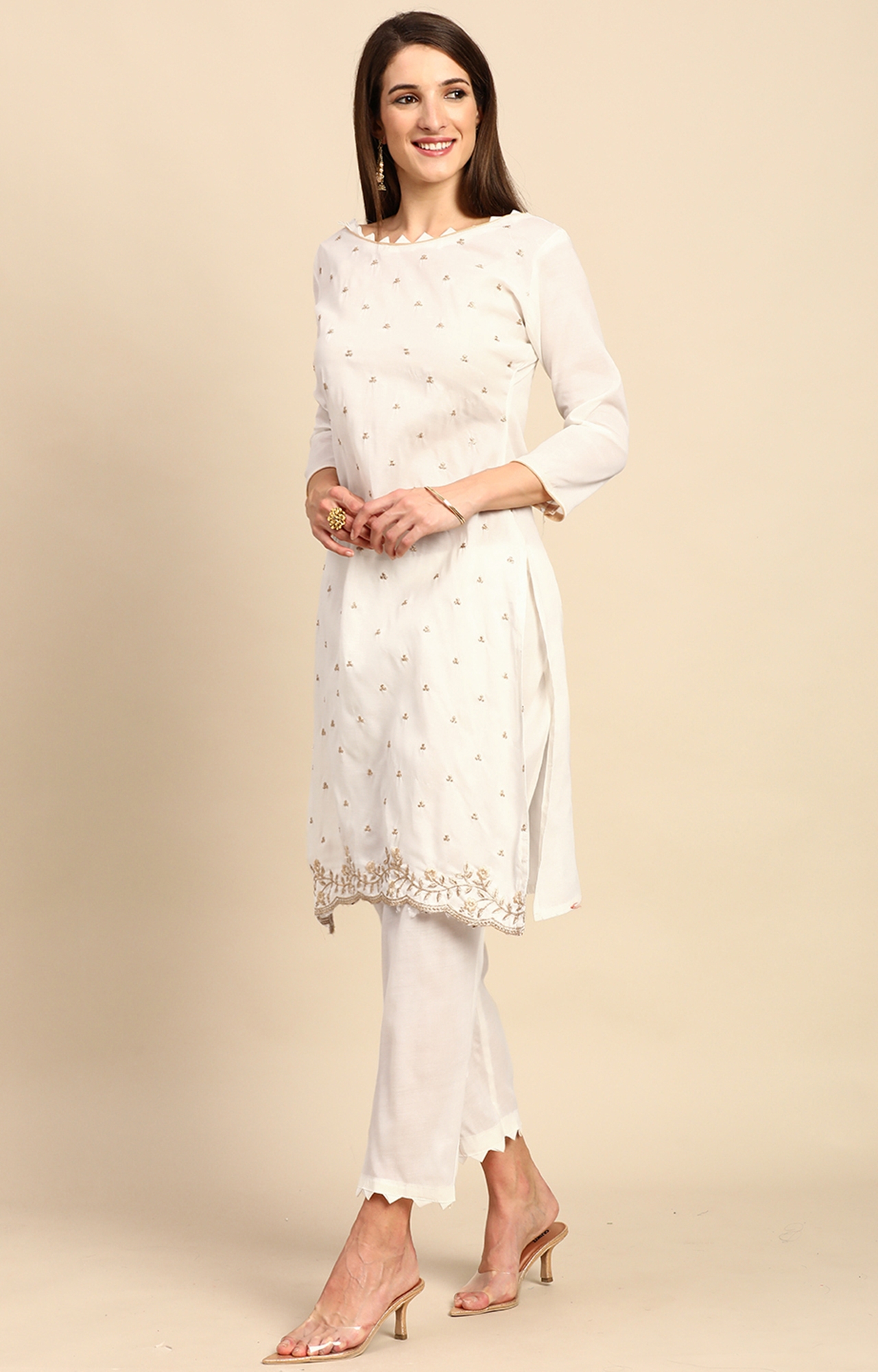 Designer White Georgette Embroidery work Dress Material RFD195 | Reeta  Fashion