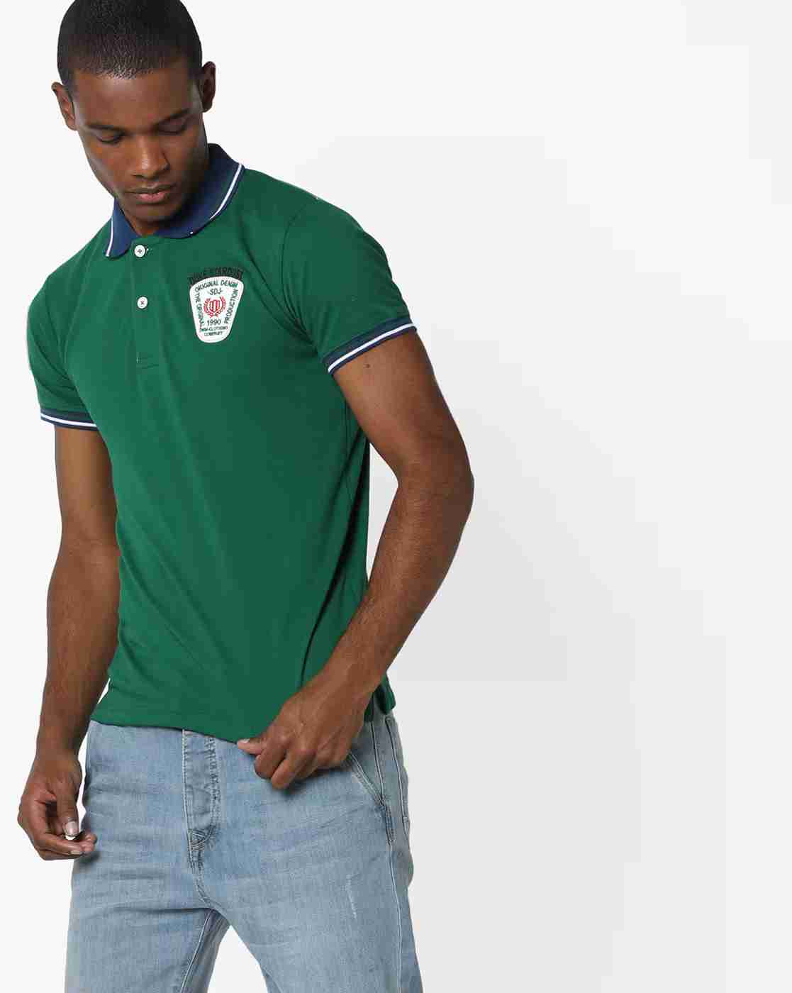 DUKE | Slim Polo T-shirt with Stripe-Tipped Hems|0