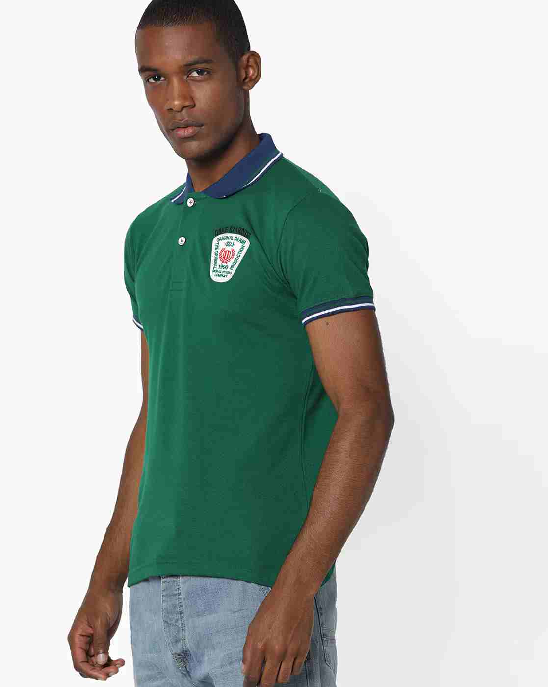 DUKE | Slim Polo T-shirt with Stripe-Tipped Hems|1