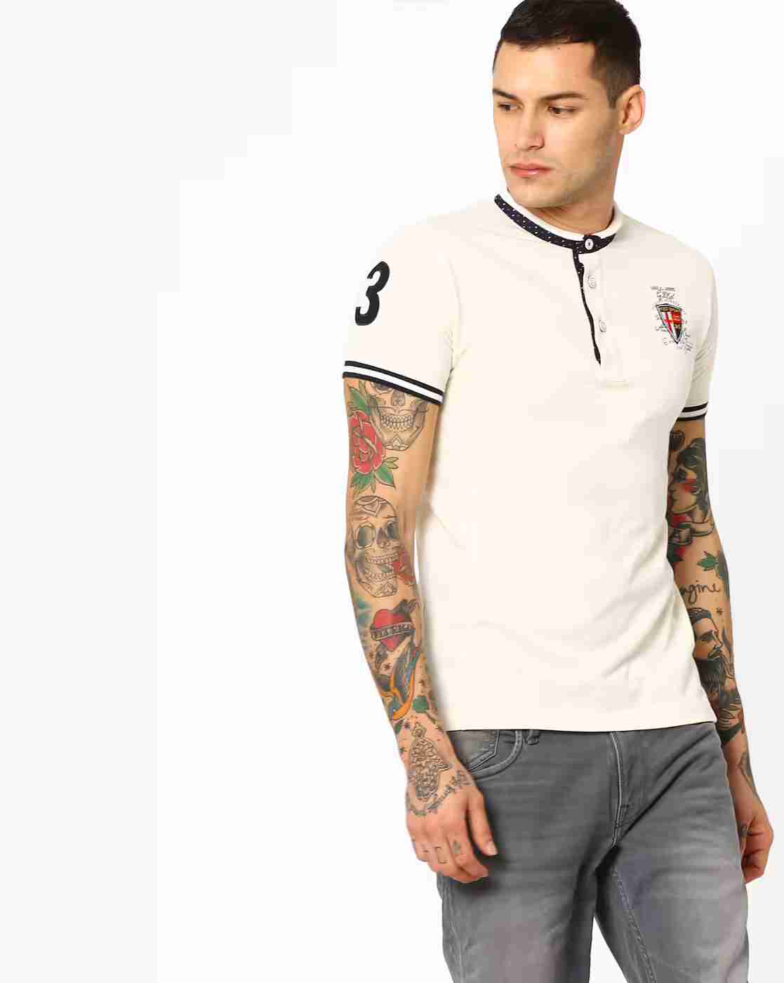 DUKE | Slim T-shirt with Band Collar|0
