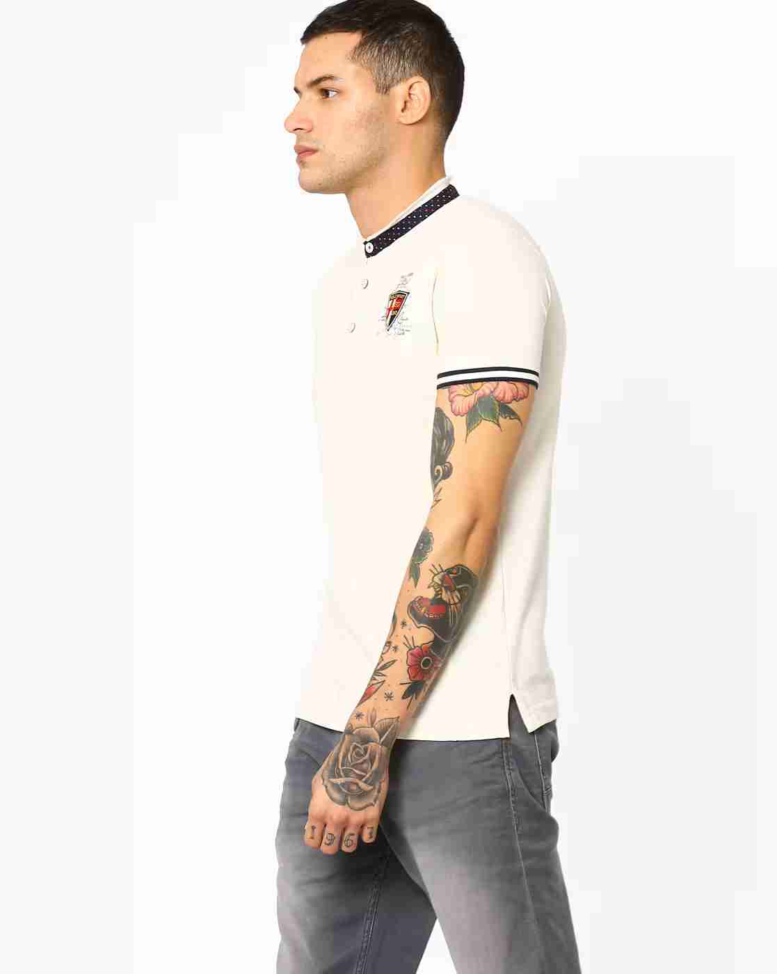 DUKE | Slim T-shirt with Band Collar|1