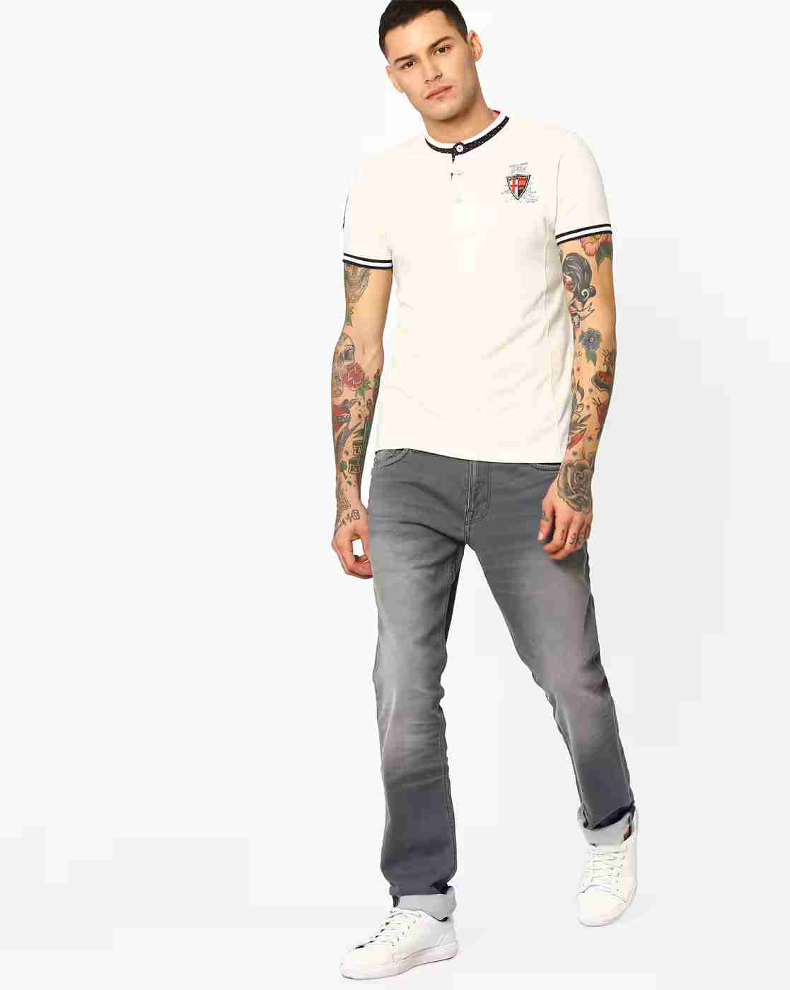 DUKE | Slim T-shirt with Band Collar|3