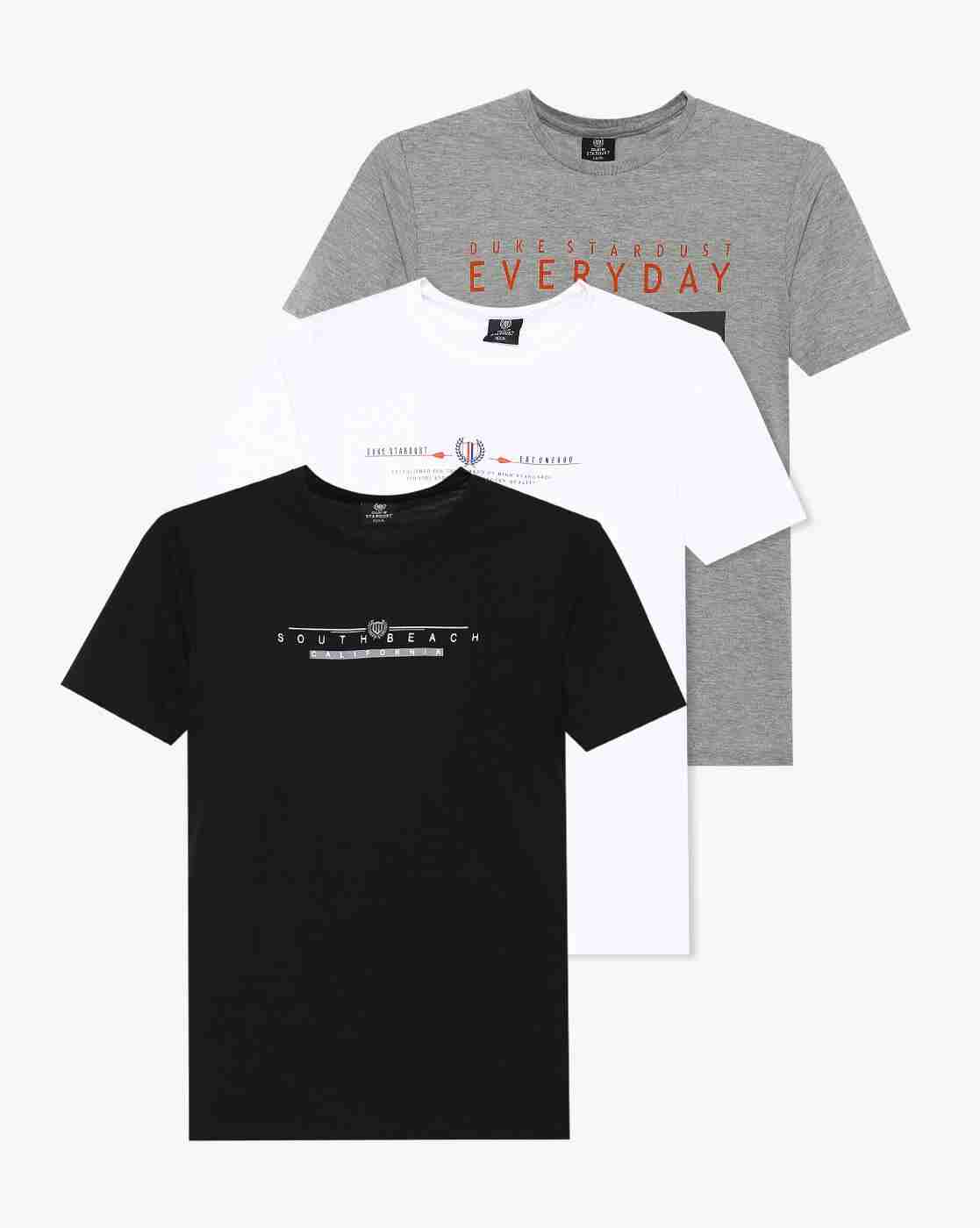 DUKE | Pack of 3 Typographic Print T-shirts|0