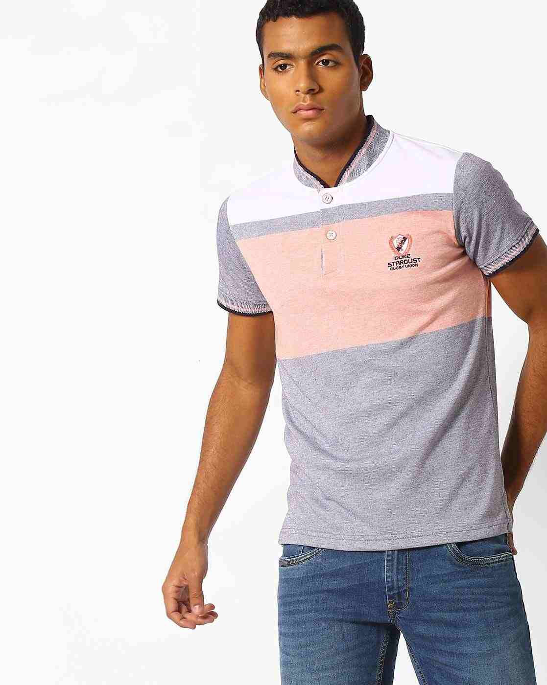 DUKE | Colourblock T-shirt with Stand Collar|0