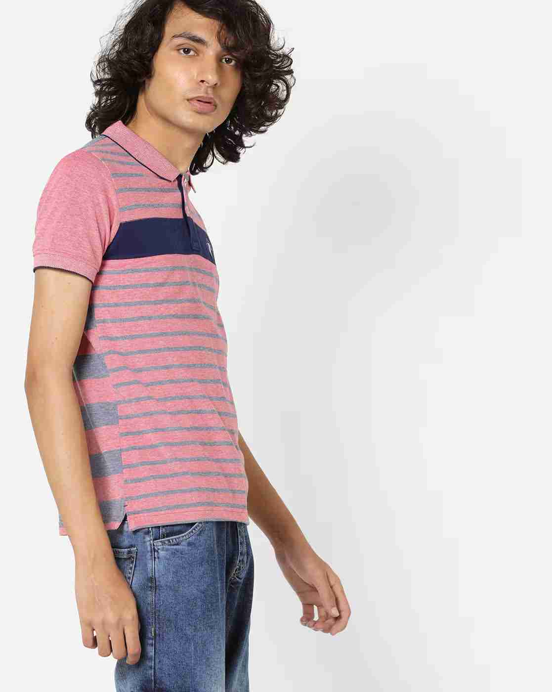 Striped Polo T-shirt with Vented Hems