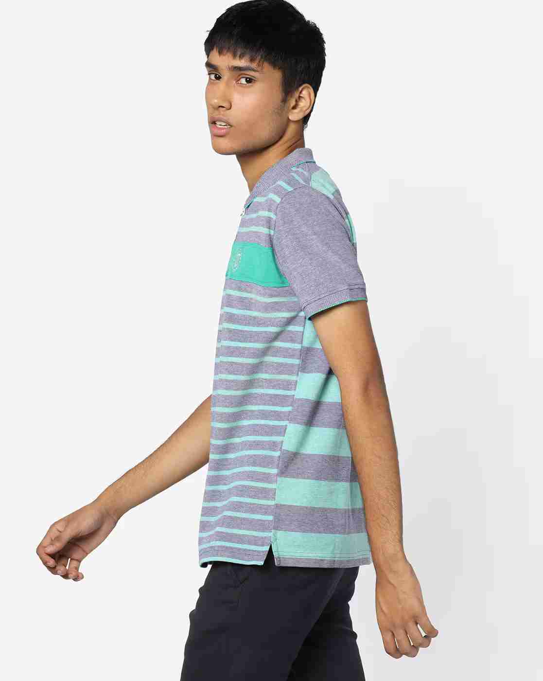 DUKE | Striped Polo T-shirt with Vented Hems|1