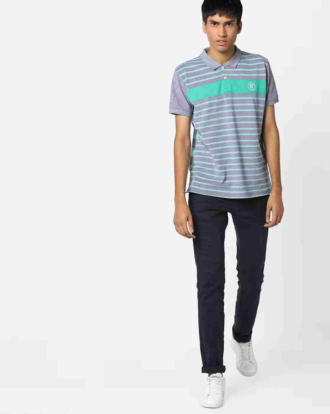 DUKE | Striped Polo T-shirt with Vented Hems|3