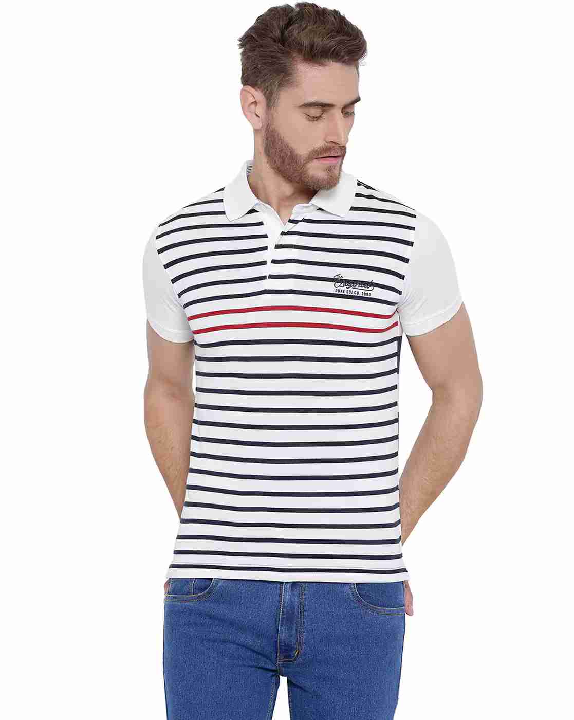 DUKE | Slim Fit Striped Polo T-shirt|0