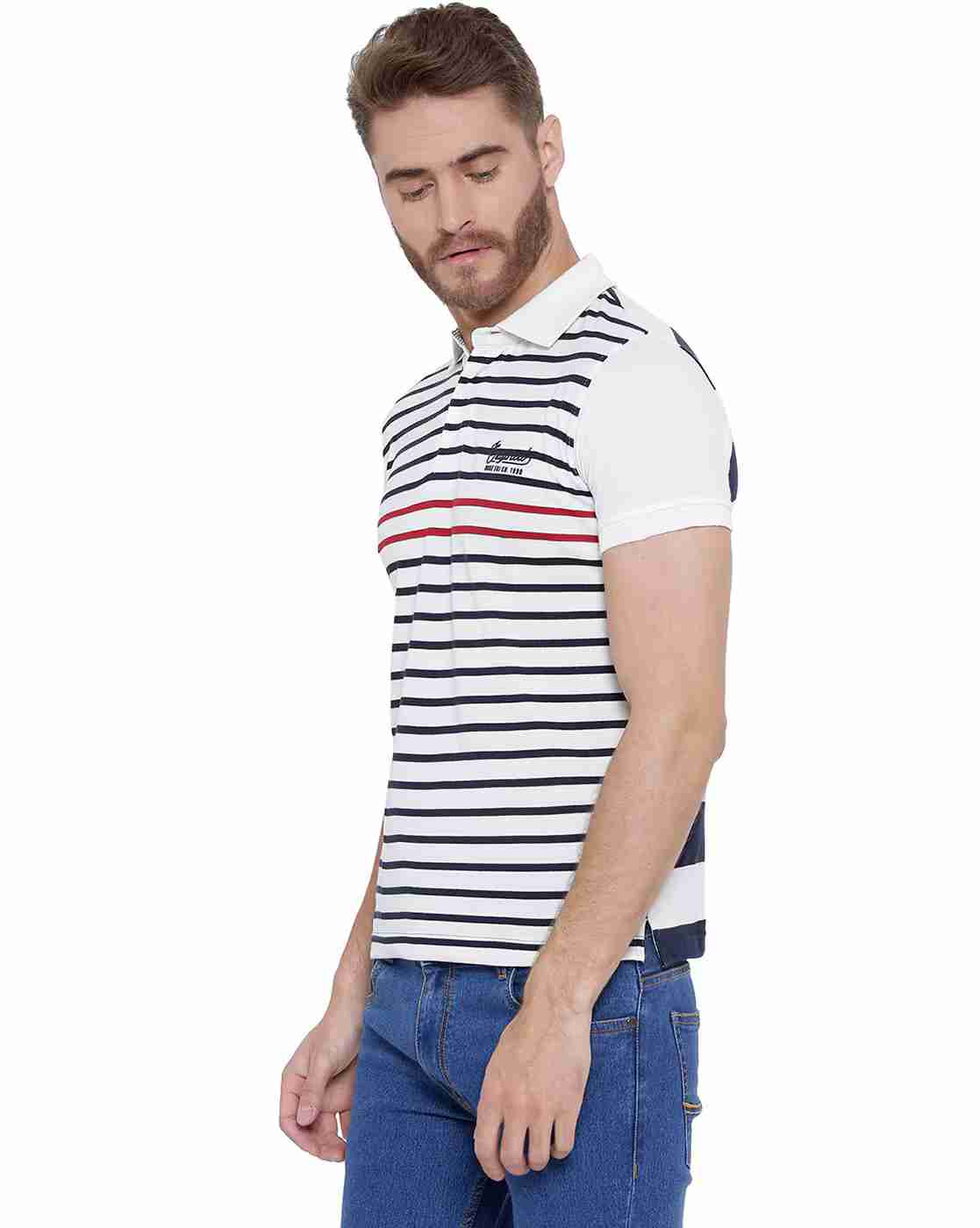 DUKE | Slim Fit Striped Polo T-shirt|1