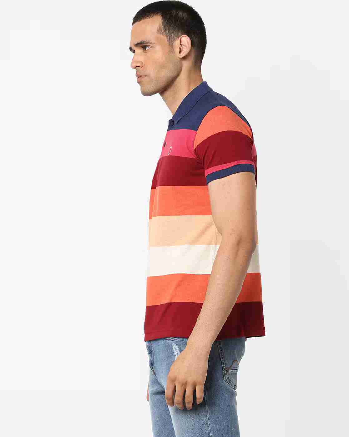 DUKE | Striped Polo T-shirt with Vented Hem|1