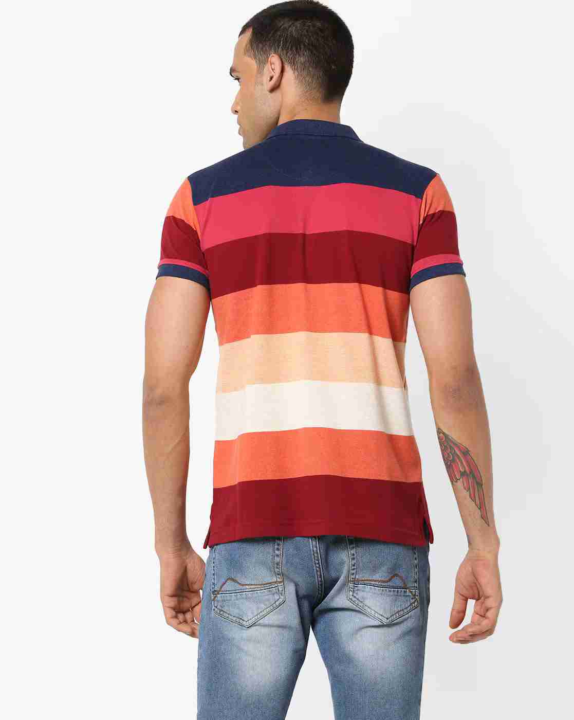 DUKE | Striped Polo T-shirt with Vented Hem|2