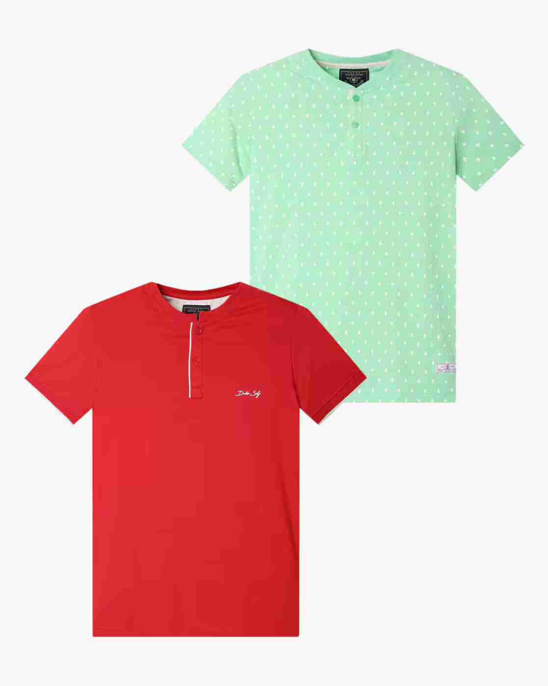 Pack of 2 Printed Henley T-shirt