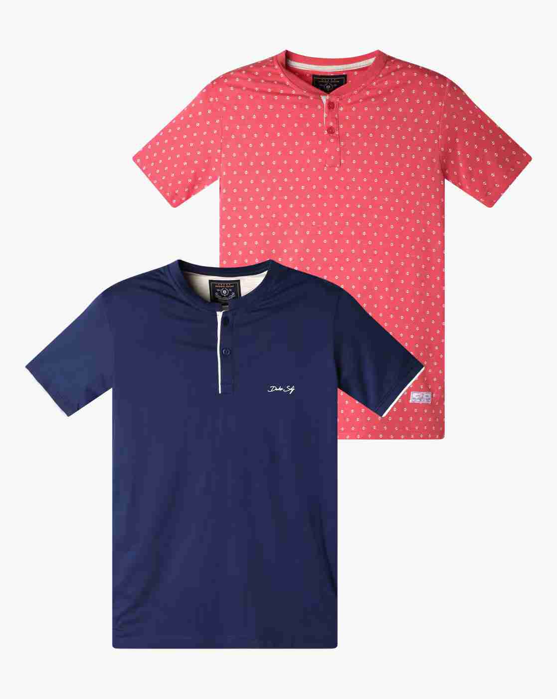 DUKE | Pack of 2 Printed Henley T-shirts|0