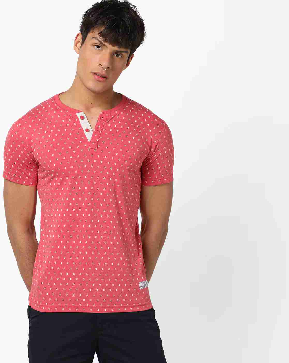DUKE | Pack of 2 Printed Henley T-shirts|1