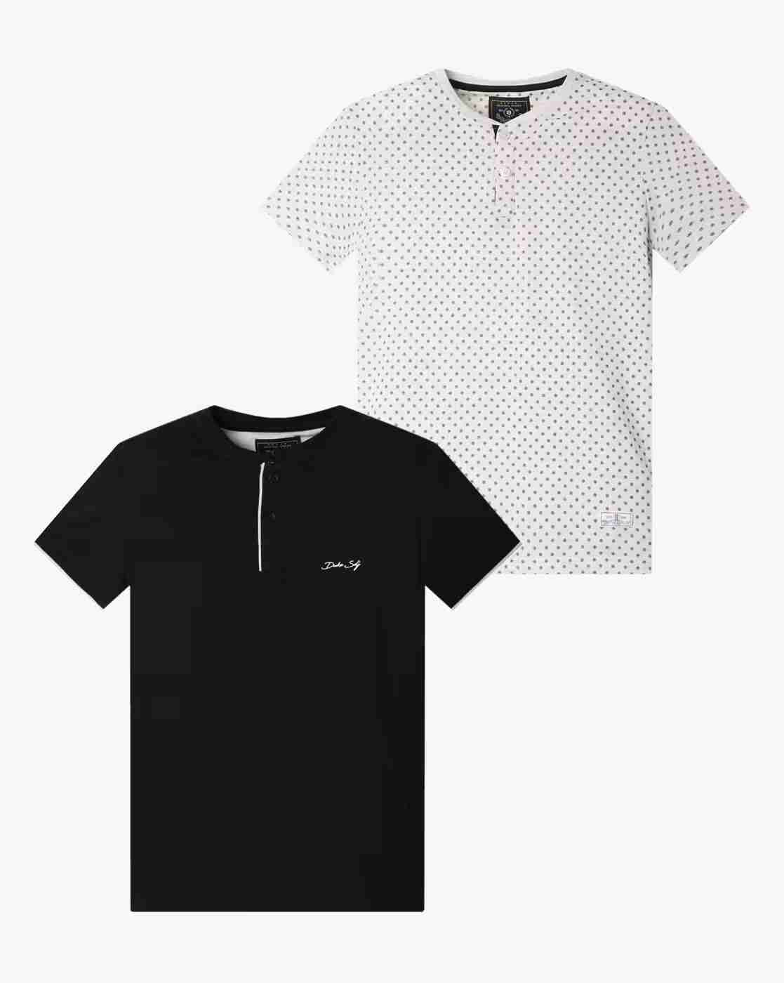 Pack of 2 Printed Henley T-shirt
